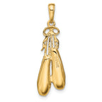 14K Gold Satin Ballet Slippers Pendant with Polished Finish