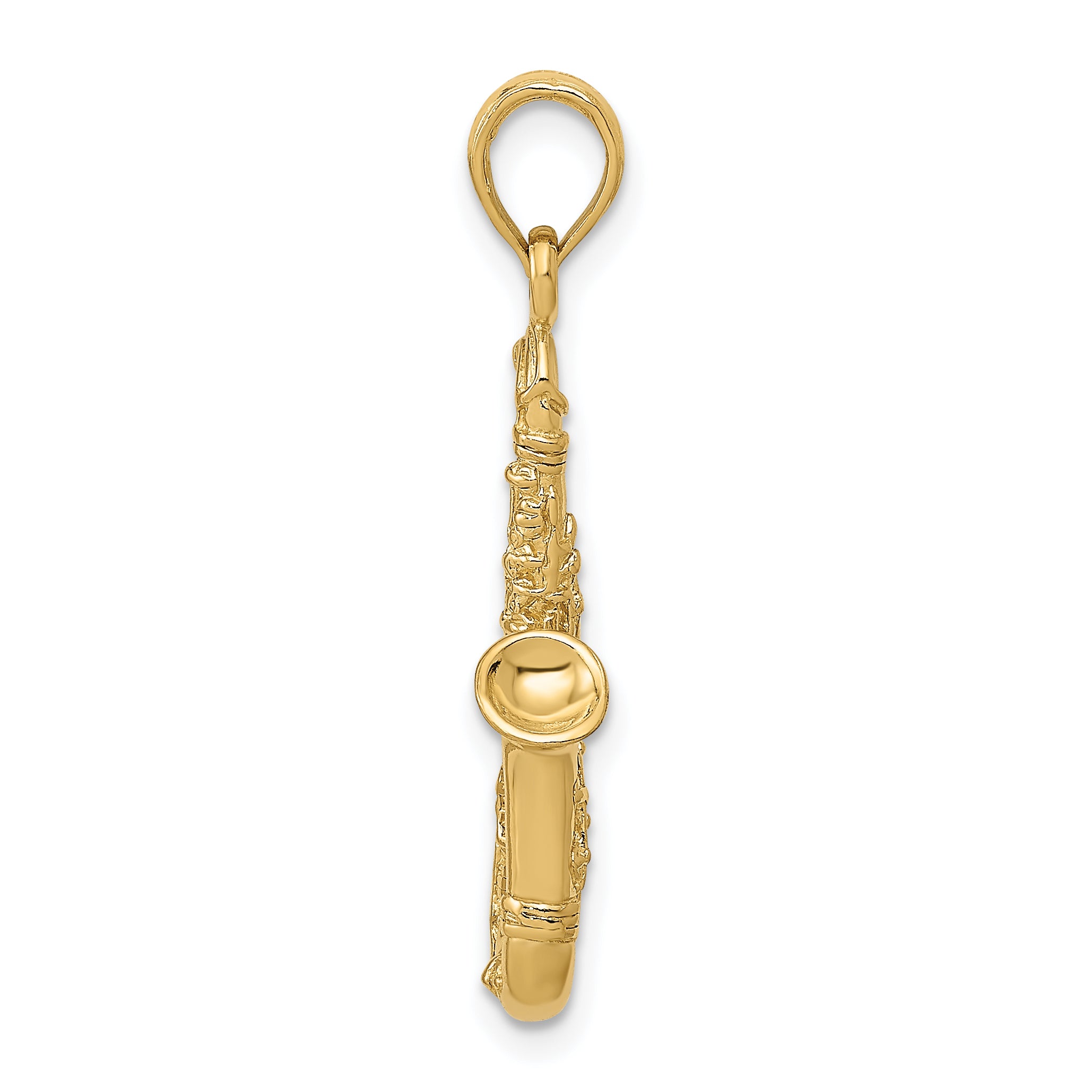 14K Gold Polished 3D Saxophone Charm for Men Elegant & Textured Secondary image