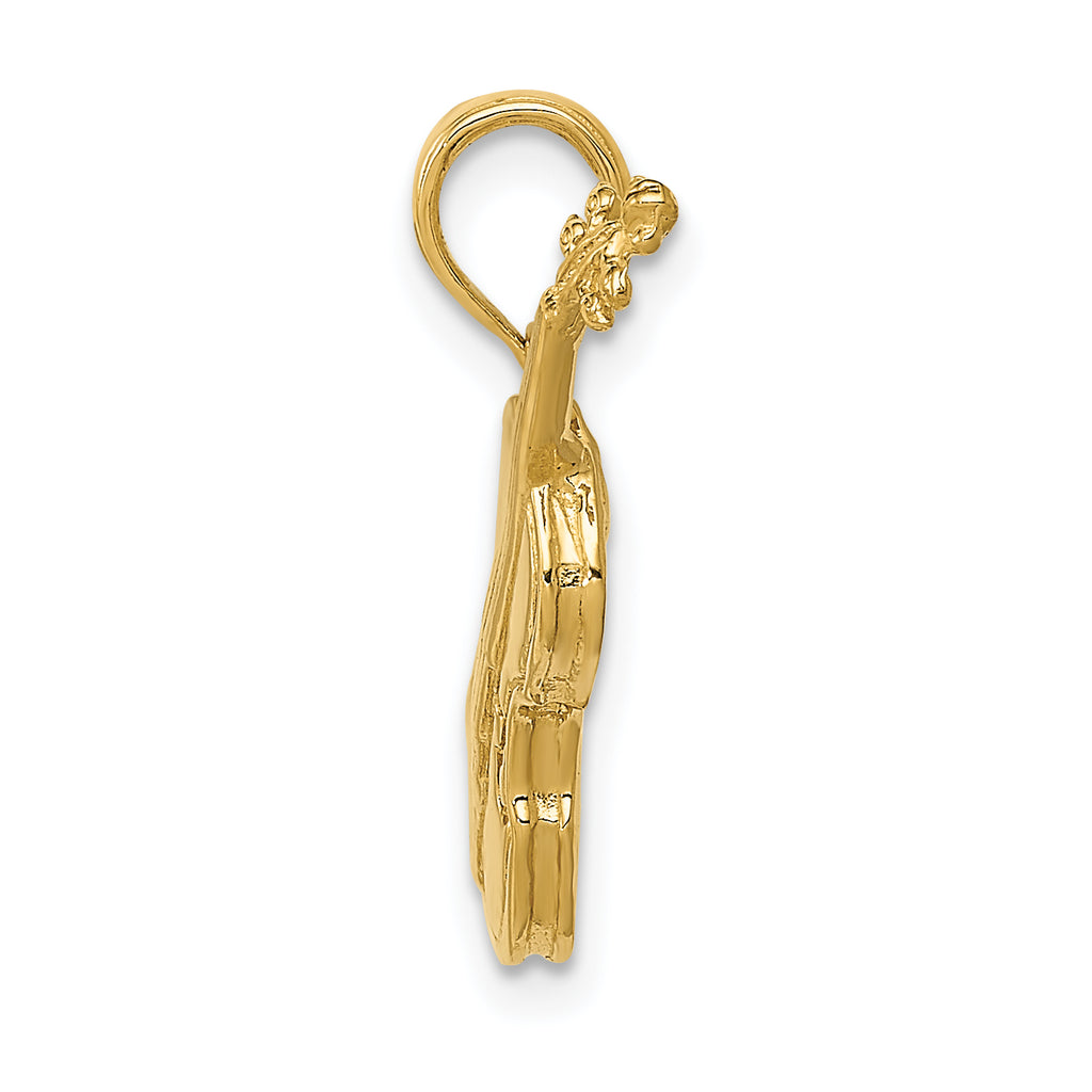 Sophia Jewelers 14K Gold 3D Violin Pendant with Polished Finish