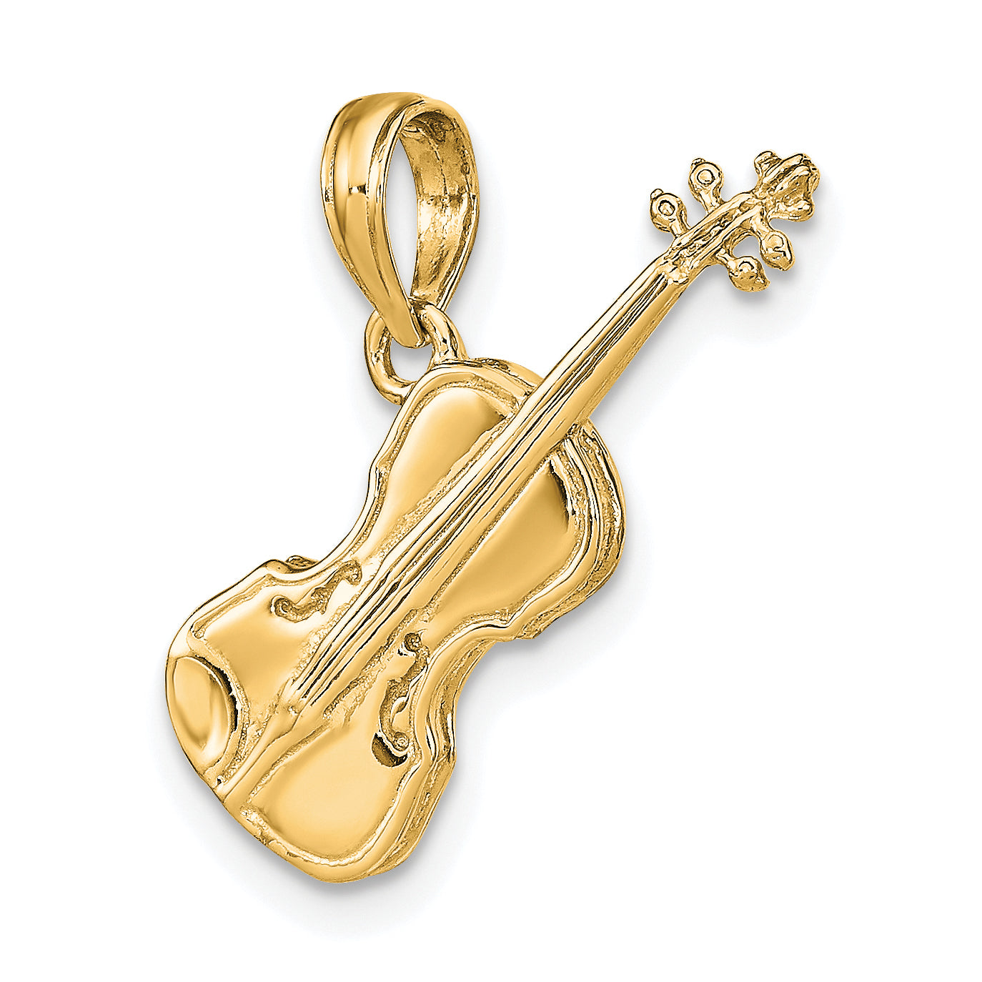 Sophia Jewelers 14K Gold 3D Violin Pendant with Polished Finish