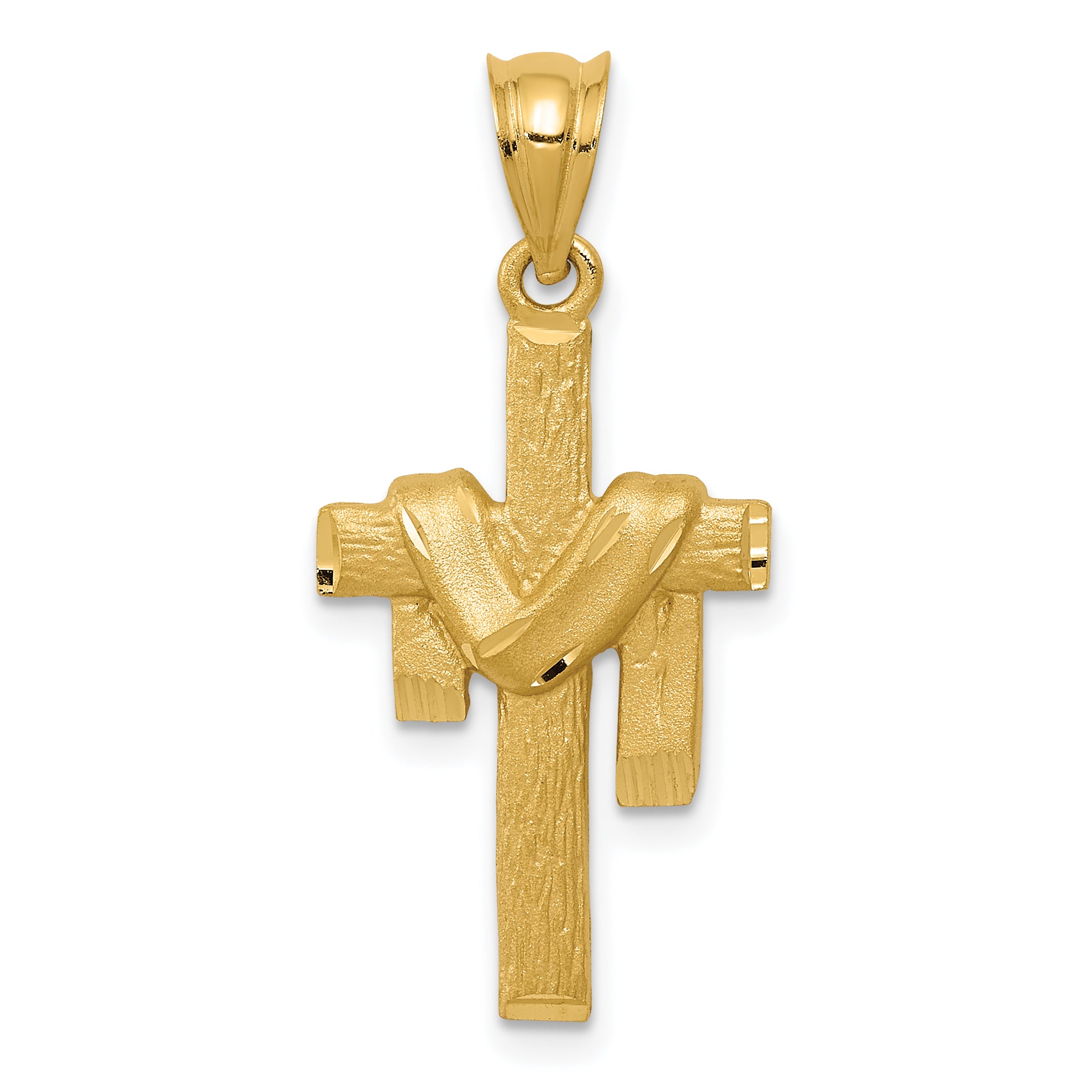 14k Satin Draped Cross Pendant Main image