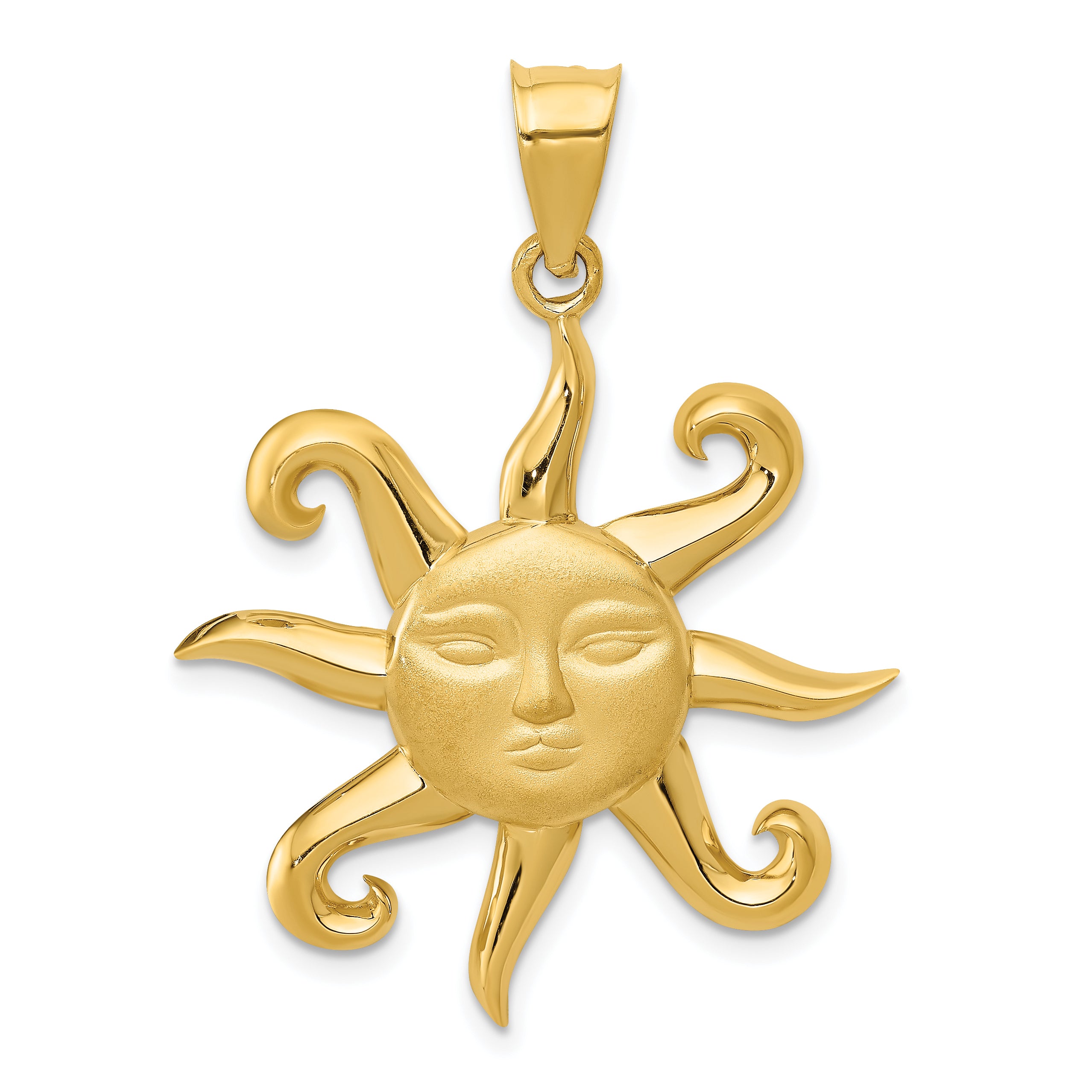 14k Satin and Polished Sun Pendant