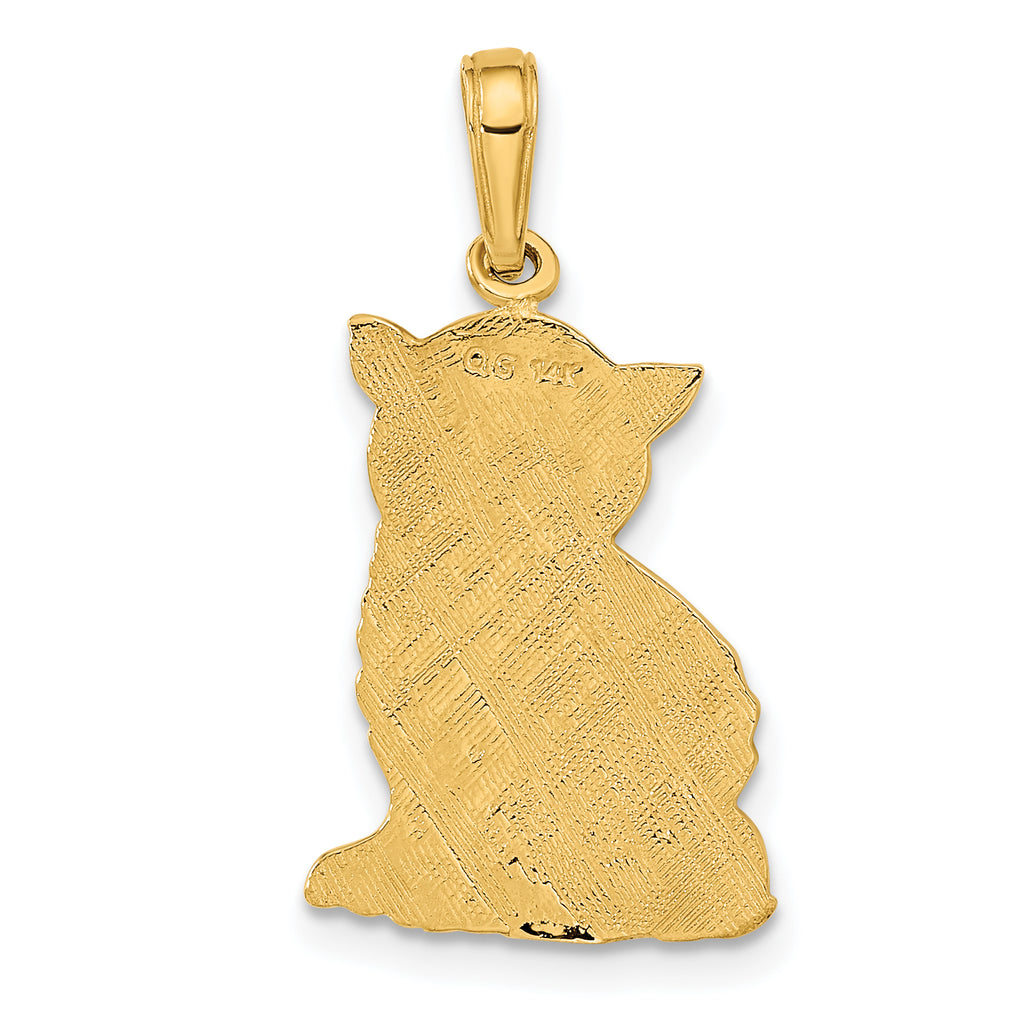 14K Gold Polished Cat Charm with Elegant Cast Design