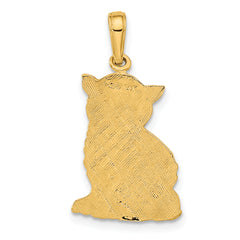 14K Gold Polished Cat Charm with Elegant Cast Design