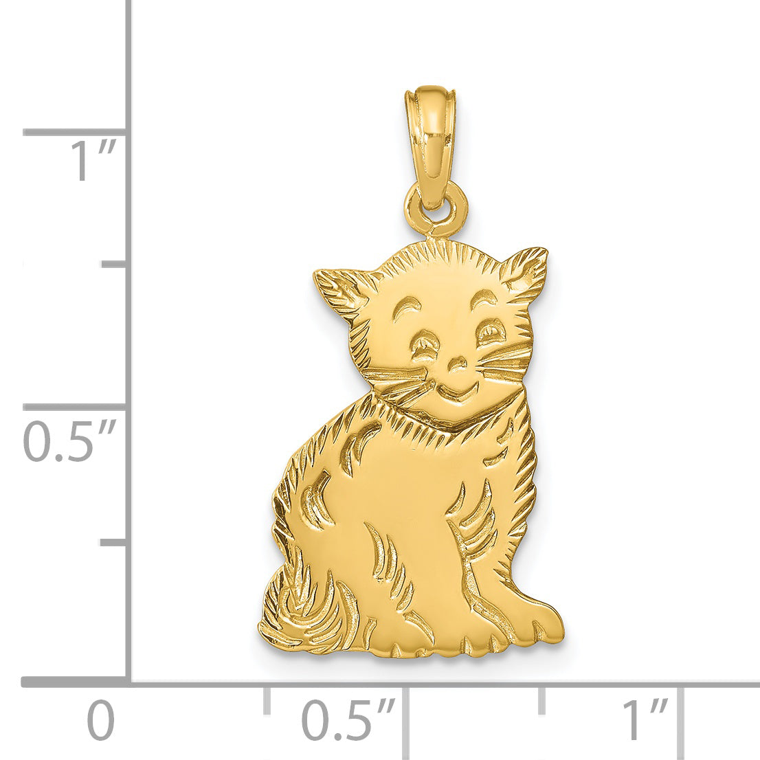 14K Gold Polished Cat Charm with Elegant Cast Design