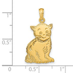 14K Gold Polished Cat Charm with Elegant Cast Design