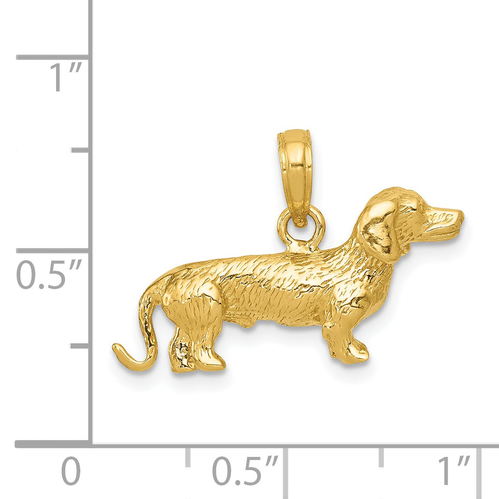 14K Gold Polished 3D Dachshund Charm by Sophia Jewelers