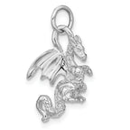 14K White Gold 3D Dragon Pendant with Polished Rhodium Finish