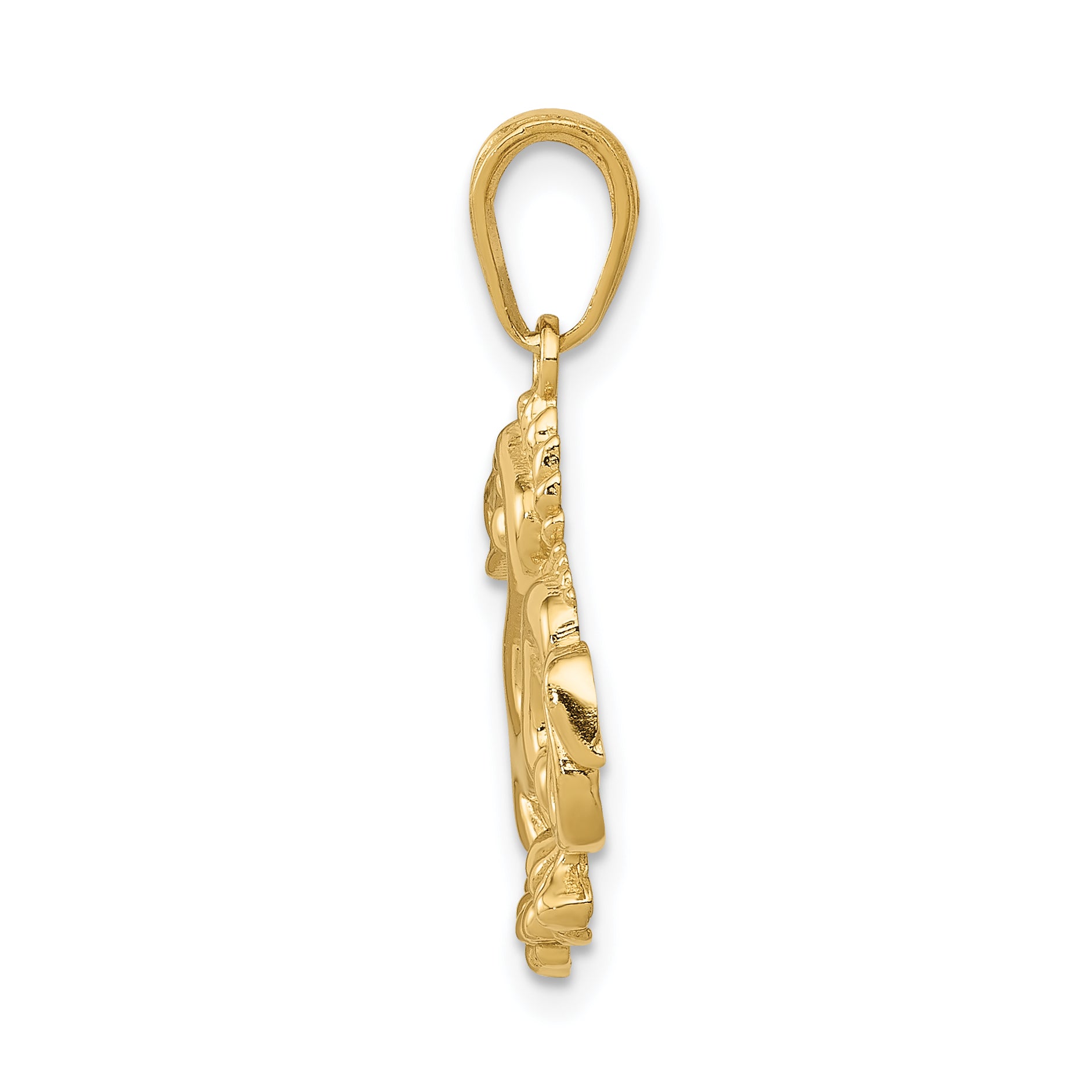 14K Gold Polished Dragon Pendant for Men Elegant and Solid Design