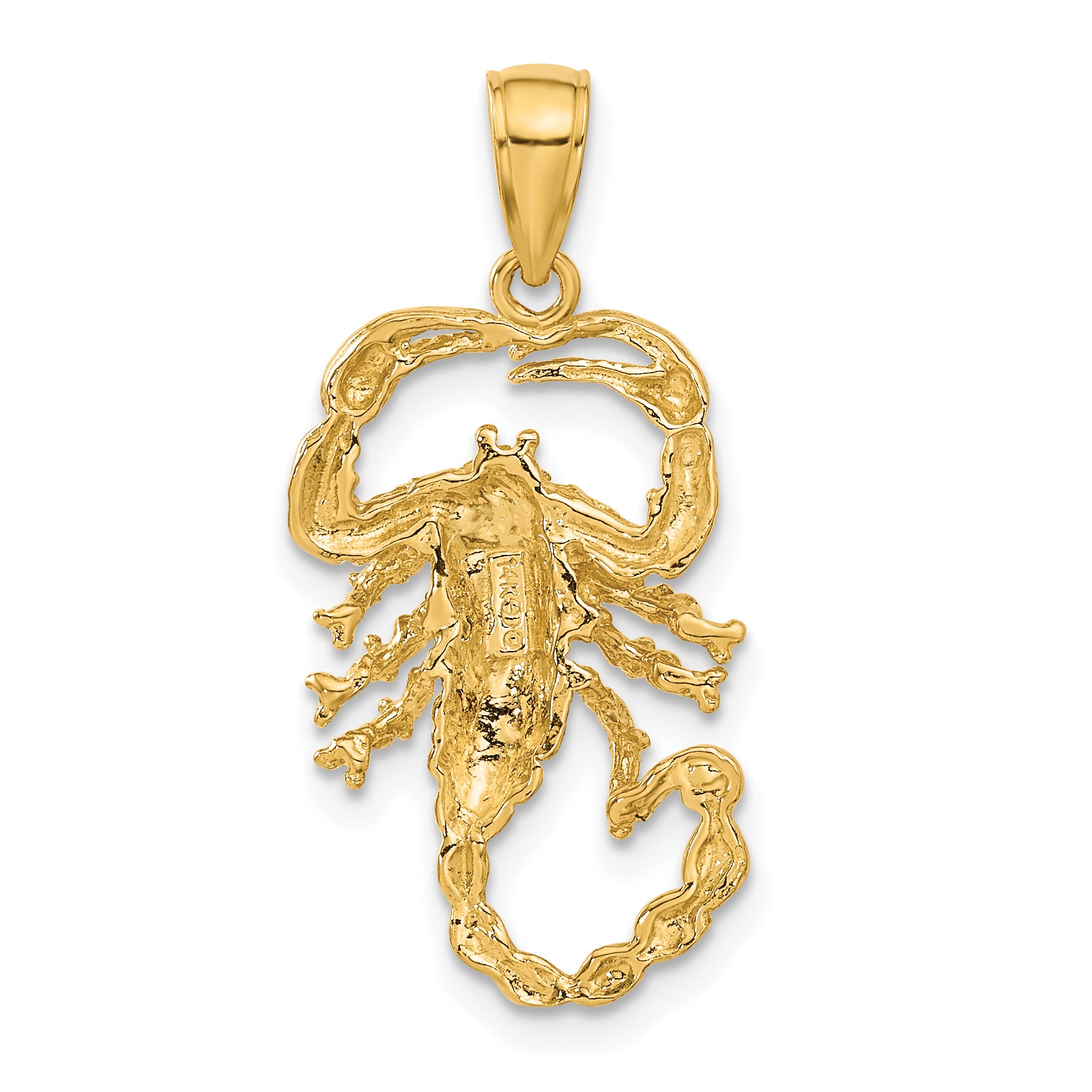 14K Gold Men's Scorpion Pendant with Polished Open-Back Design