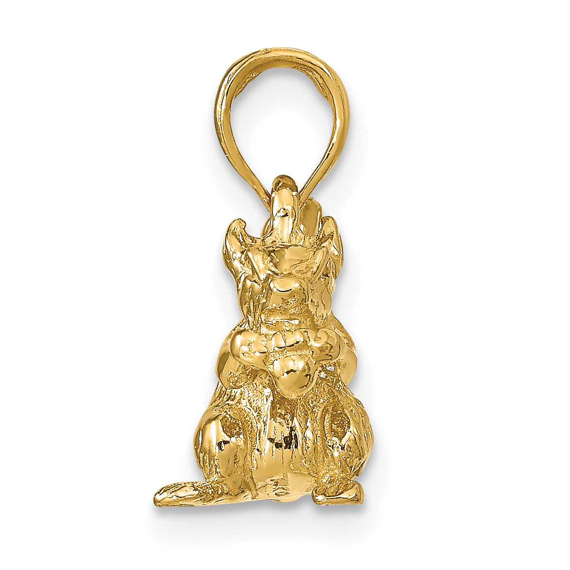 14K Gold 3D Squirrel Charm with Nut Polished Finish Men's Pendant Secondary image