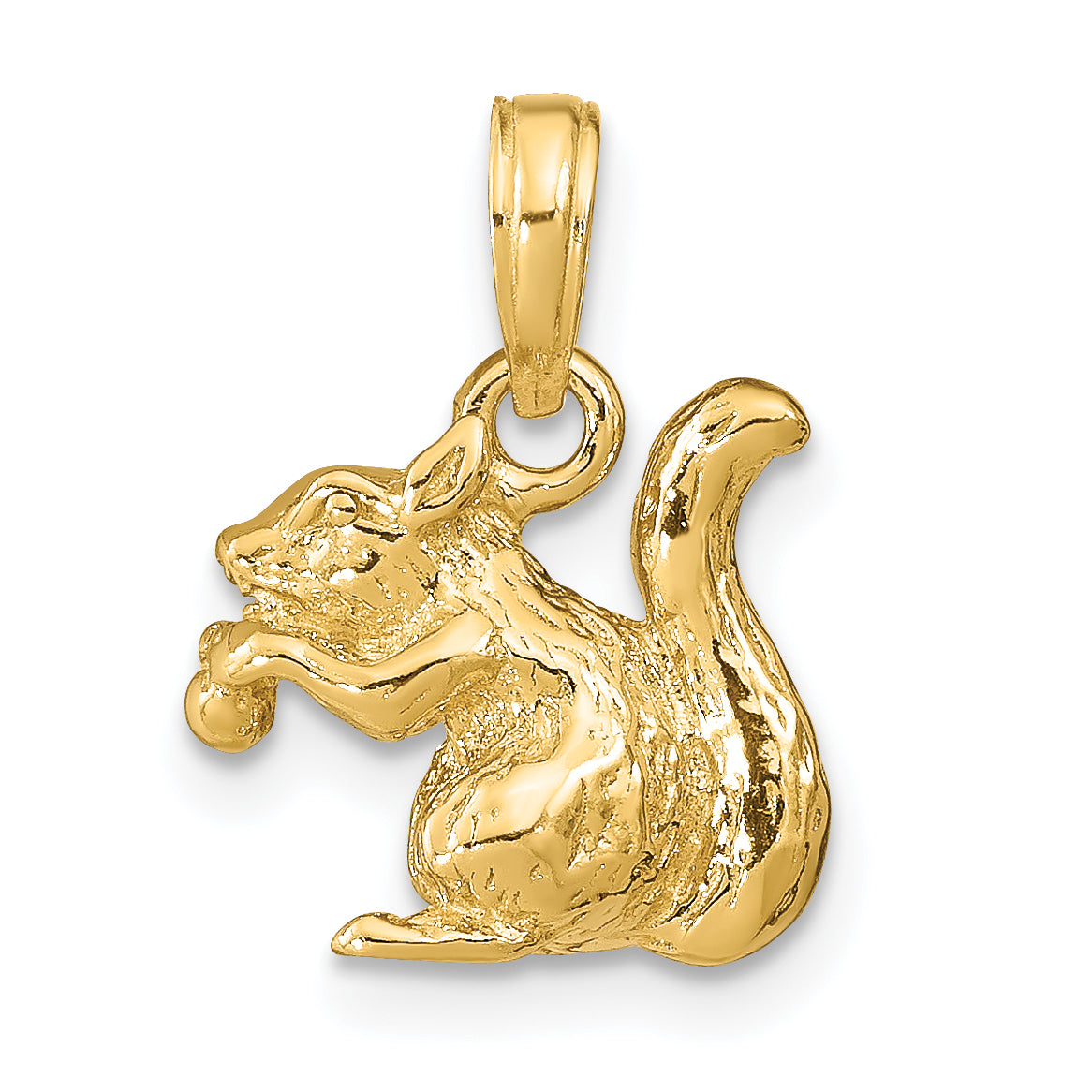 14k Solid 3-D Squirrel with Nut Charm