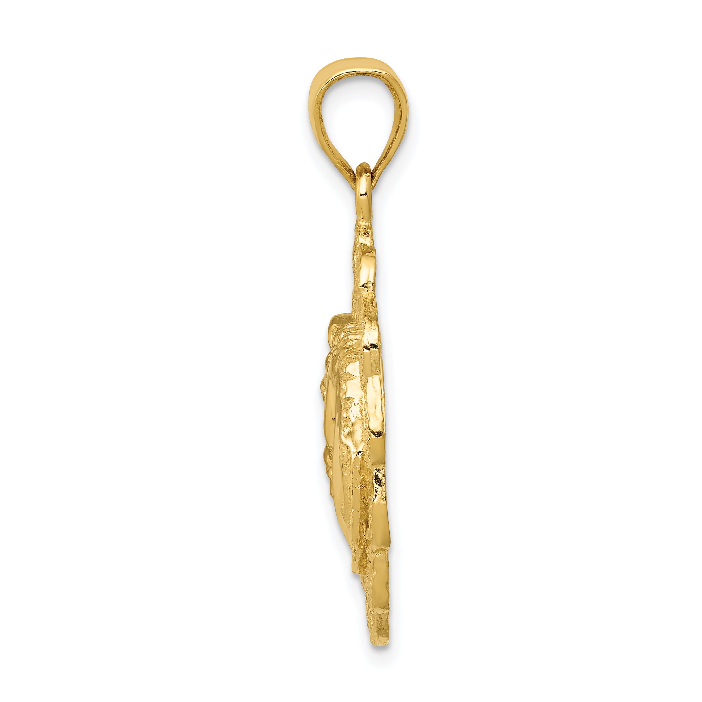 14K Gold Men's Horse Head in Horseshoe Pendant with Polished Finish Secondary image