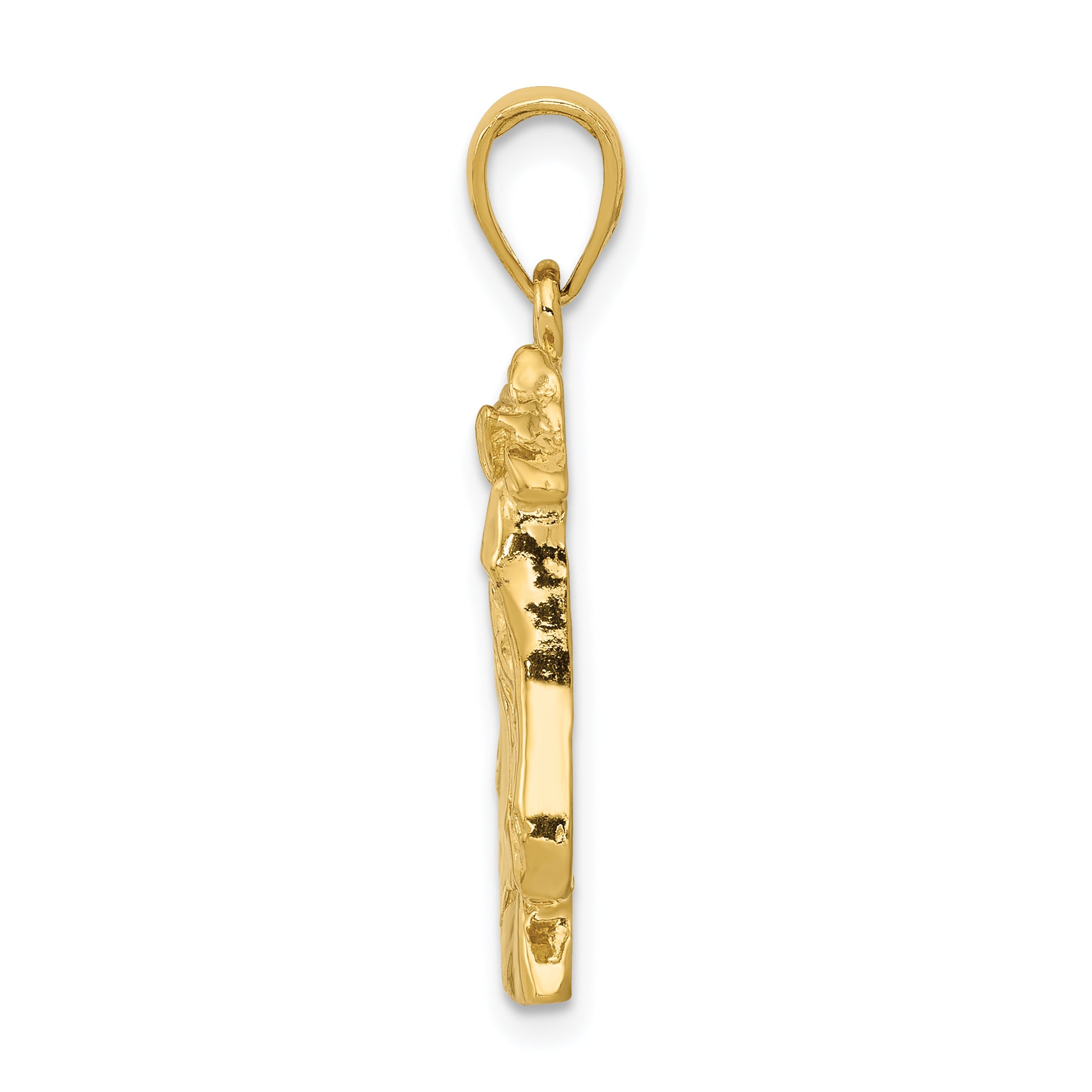14K Gold Polished Horse Head Pendant with Open-Back Design