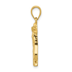 14K Gold Polished Horse Head Pendant with Open-Back Design