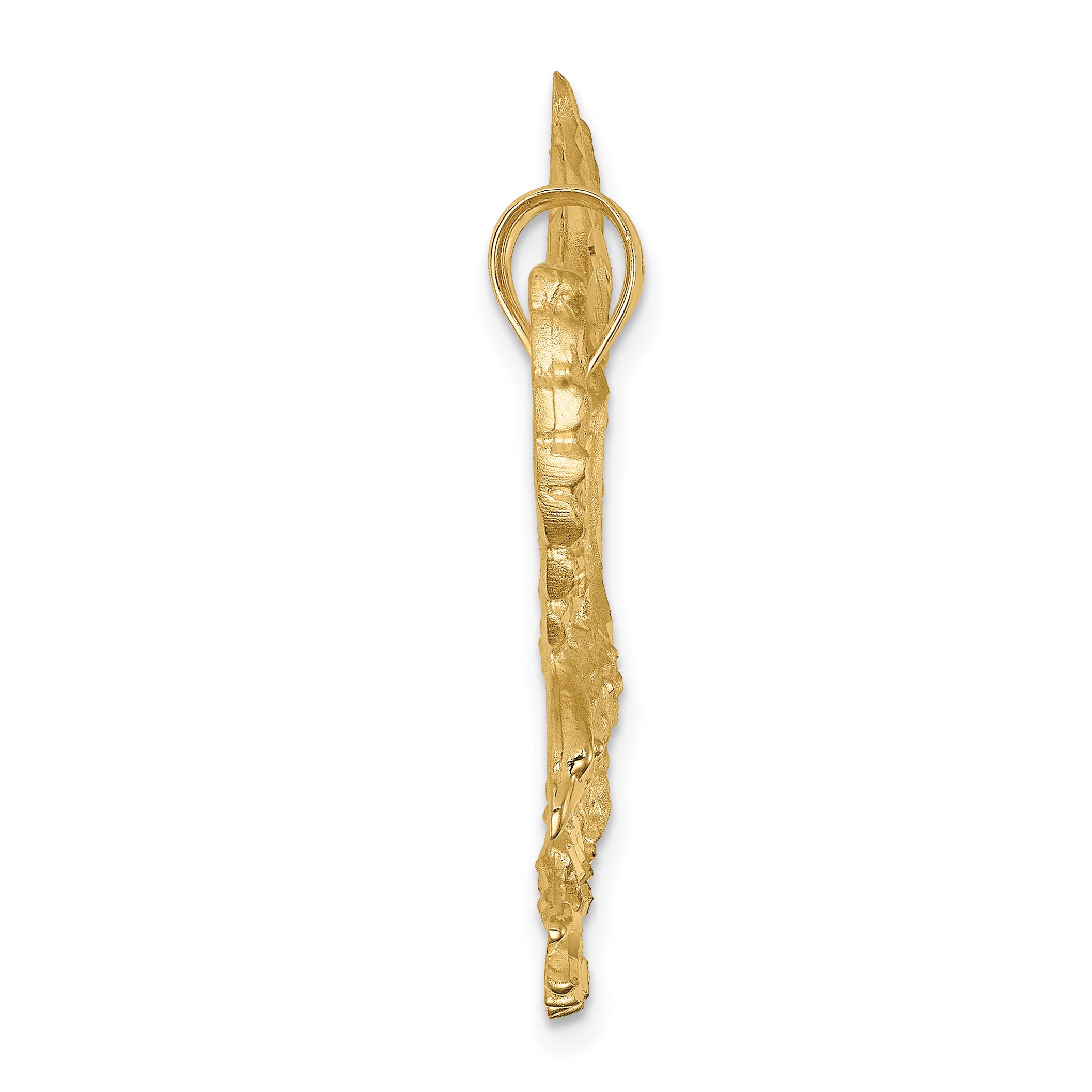 14K Gold Men's Diamond-Cut Eagle Pendant with Satin Finish