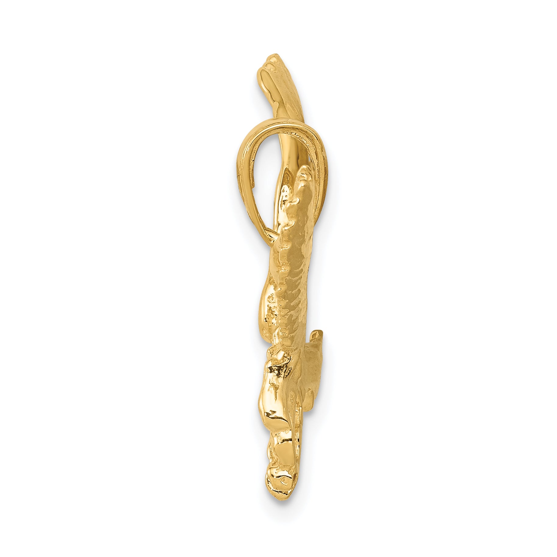 14K Gold Men's Polished Eagle Pendant with Textured Design