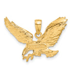 14K Gold Men's Polished Eagle Pendant with Textured Design