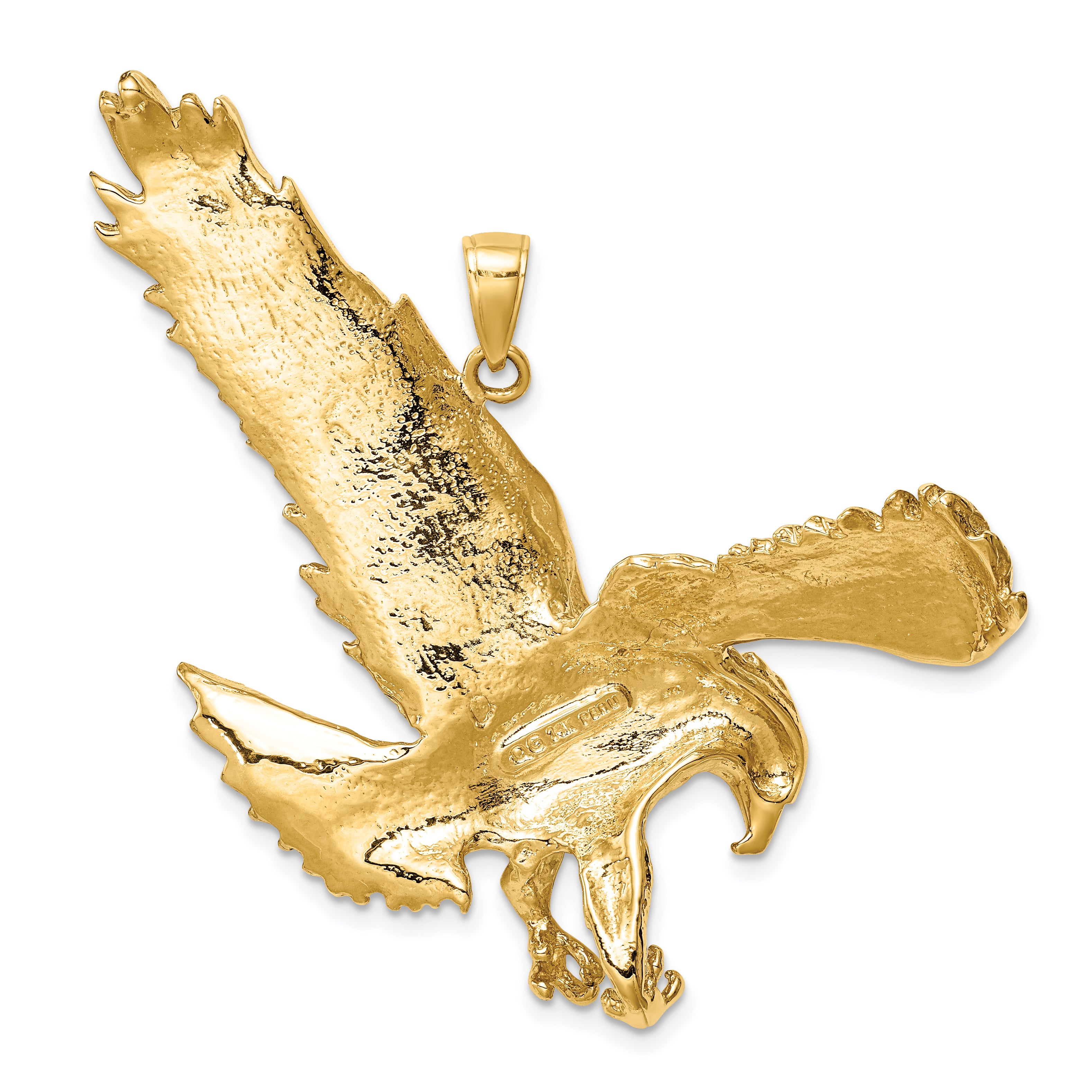 14K Gold Men's Eagle Pendant with Polished Finish by Sophia Jewelers
