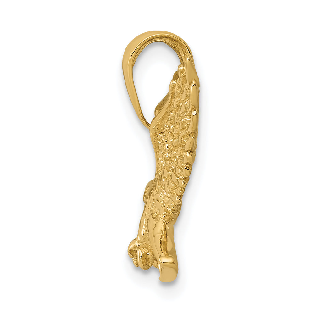 14K Gold Eagle Pendant with Polished Finish for Men