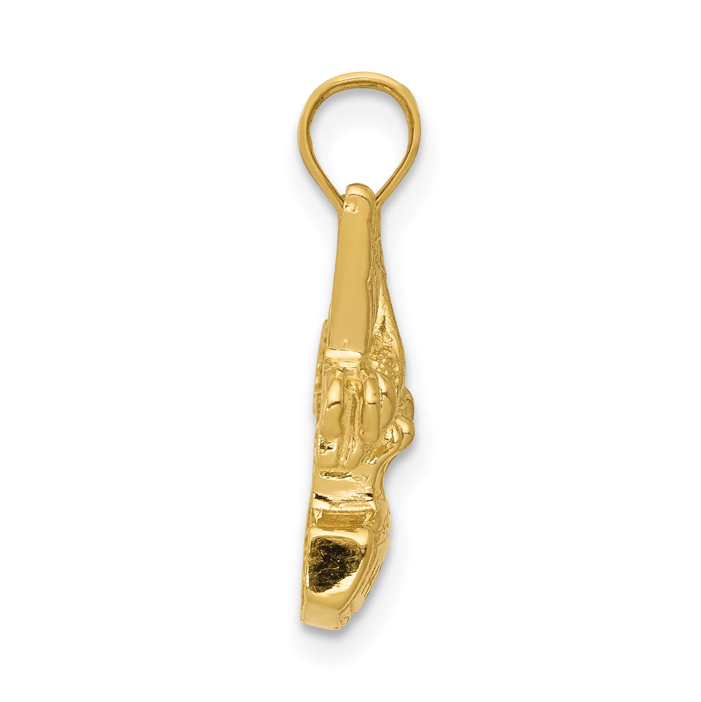 14K Gold Bee on Honey Jar Pendant with Polished Finish