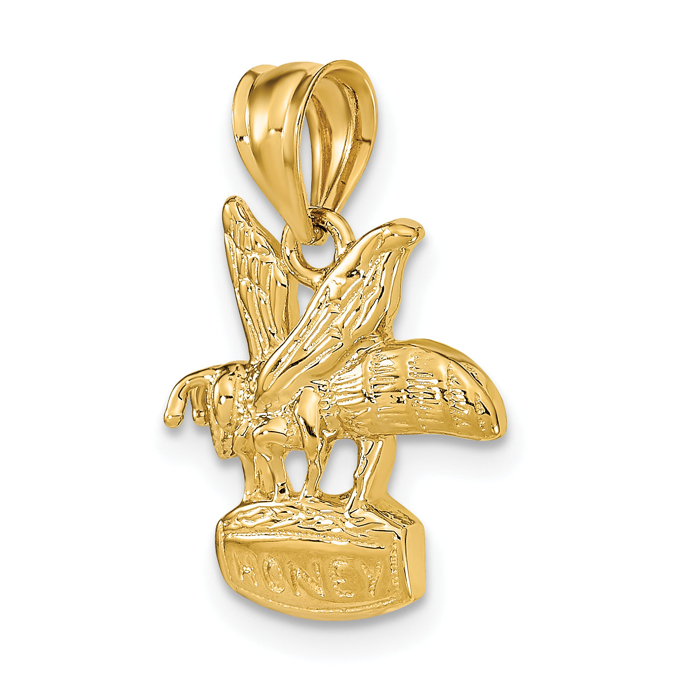 14K Gold Bee on Honey Jar Pendant with Polished Finish