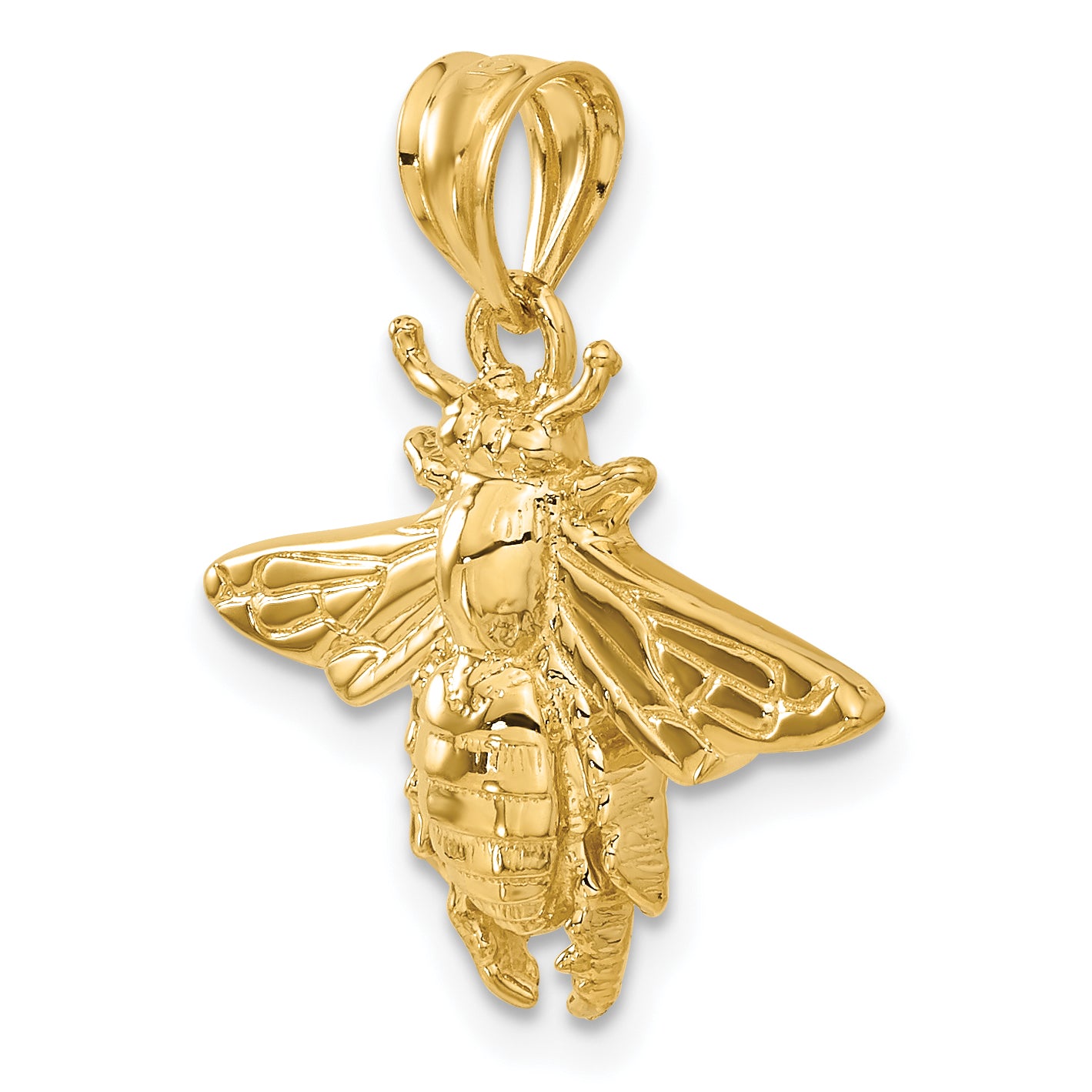 14K Gold Men's Bee Pendant with Polished Finish