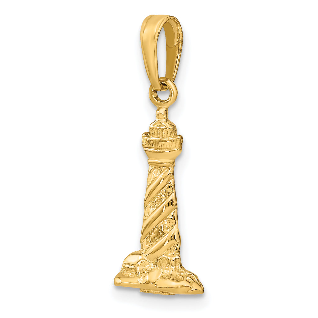 14K Gold Men's 3D St. Augustine Lighthouse Pendant Polished Solid Charm