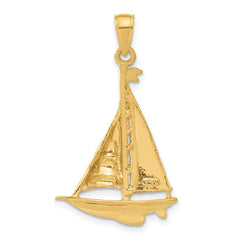Sophia Jewelers 14K Gold Sailboat Pendant with Polished Solid Design
