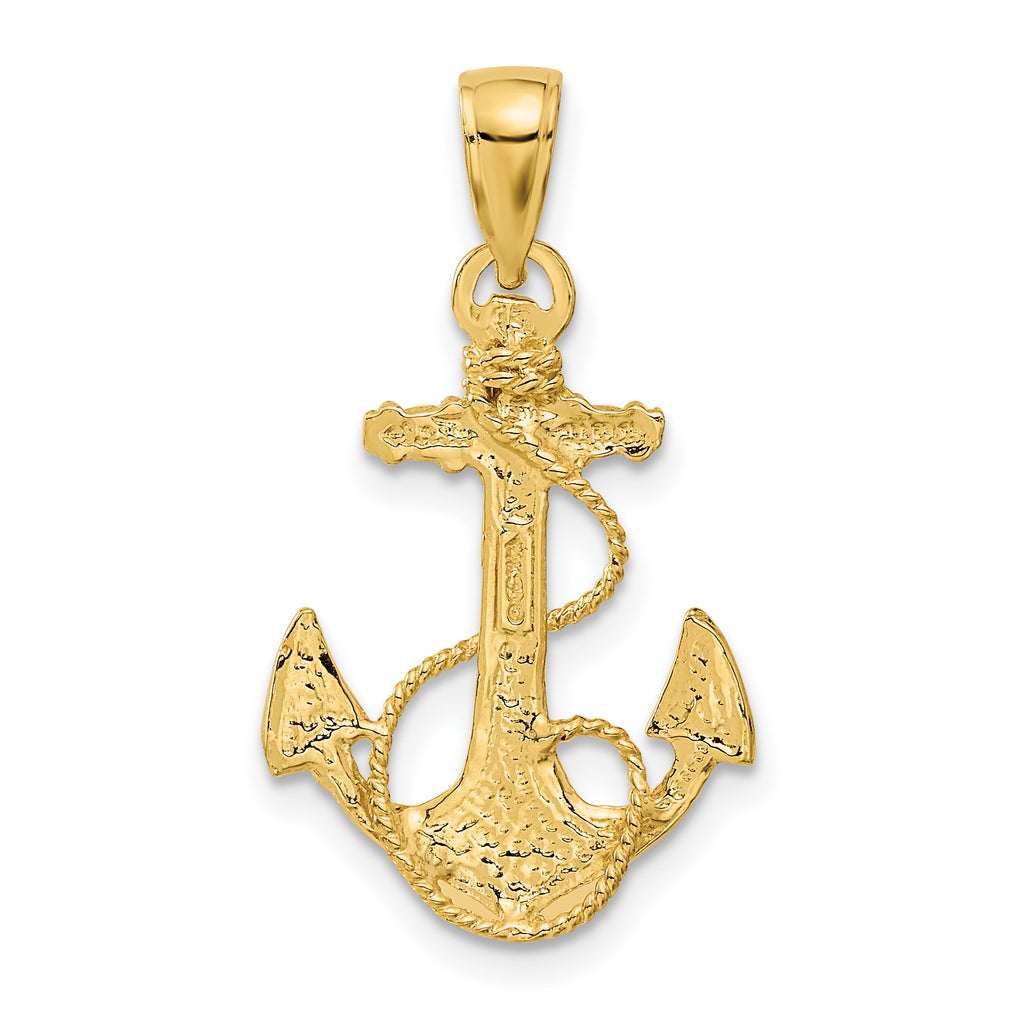 14K Gold Men's Anchor Pendant with Polished Solid Finish
