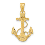 14K Gold Men's Anchor Pendant with Polished Solid Finish