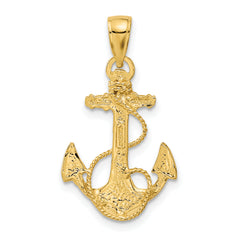 14K Gold Men's Anchor Pendant with Polished Solid Finish