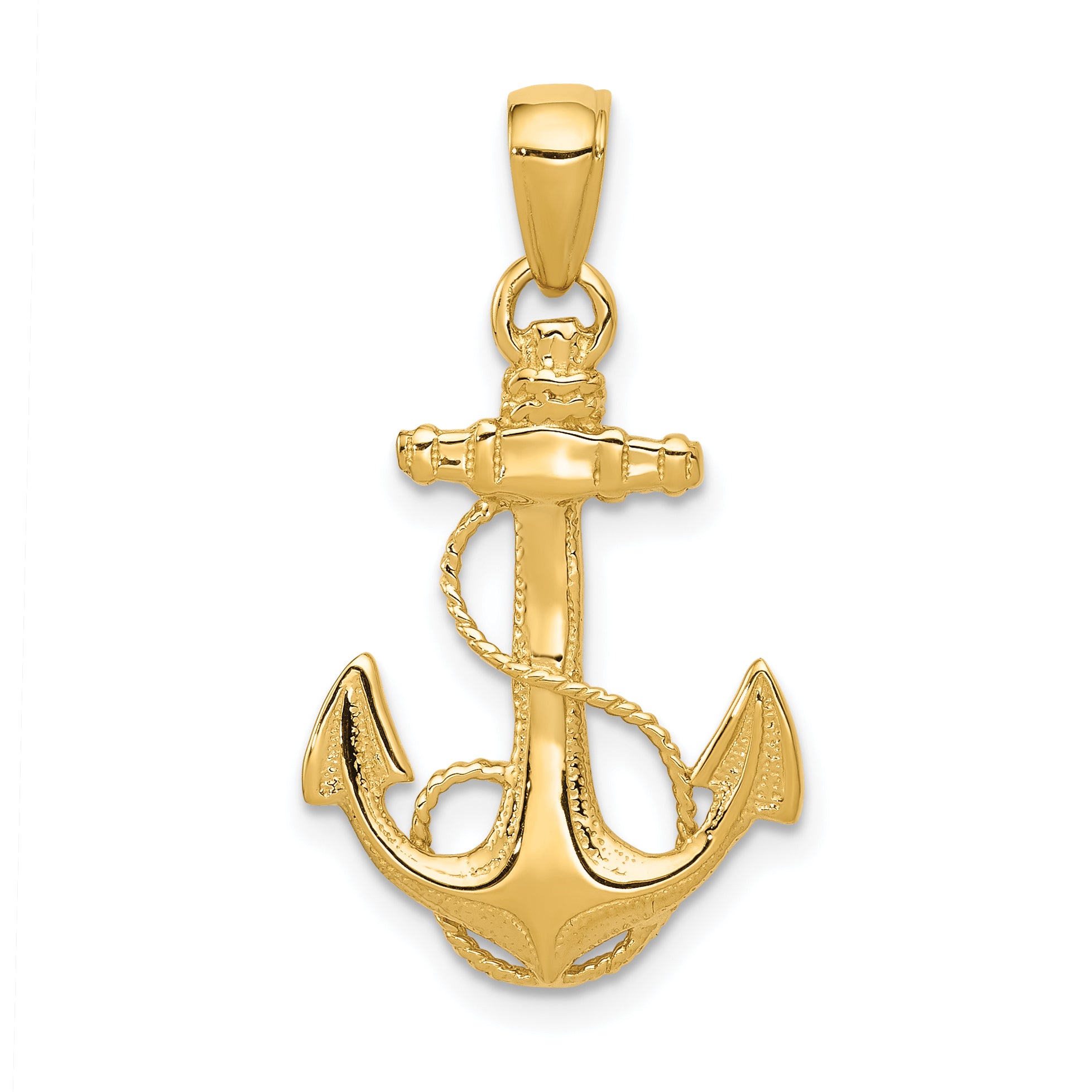 14k Solid Polished Anchor Pendant Main image