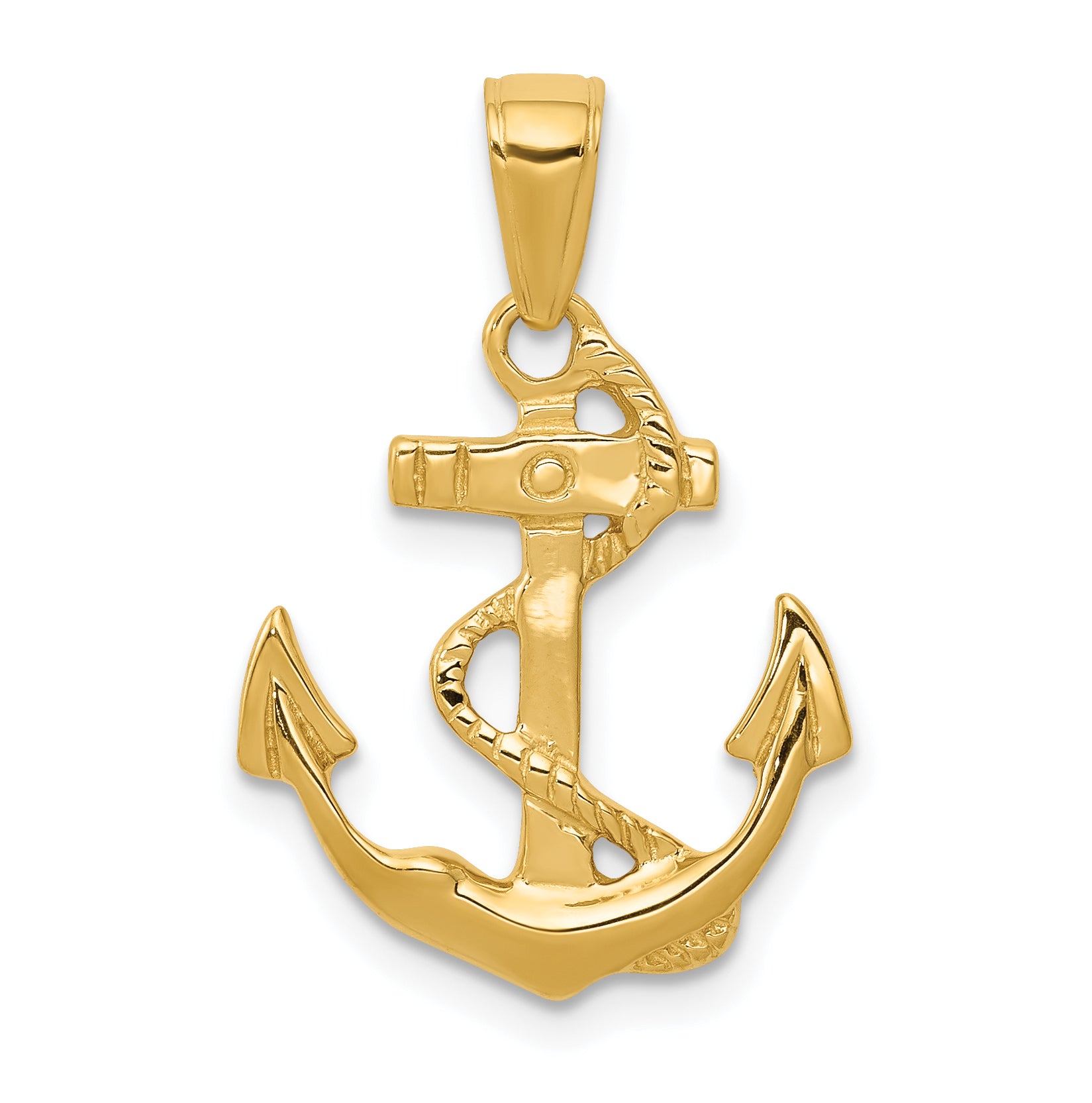 14k Solid Polished Anchor Pendant Main image