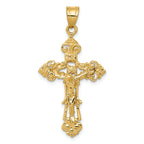 14k INRI Fleur De Lis Crucifix Pendant