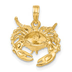 14k Polished Open-Backed Crab Pendant