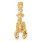 14K Gold Men's Moveable Lobster Pendant with Polished Finish