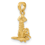 14K Gold Men's Moveable Lobster Pendant with Polished Finish