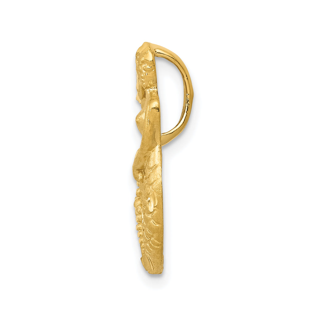 14K Gold Diamond-Cut Mermaid Pendant with Open-Back Design