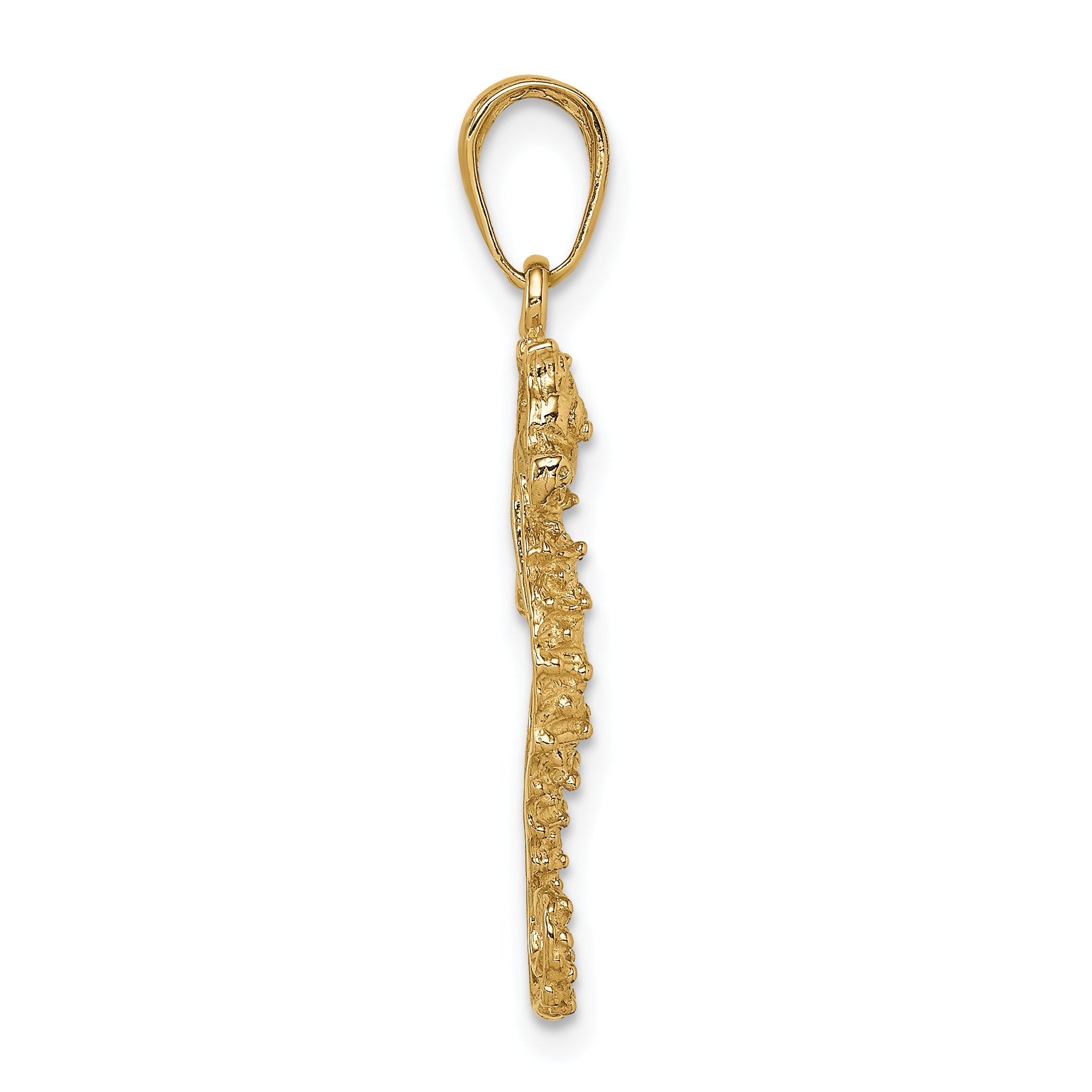 14K Gold Polished Seahorse Pendant for Men Elegant Design