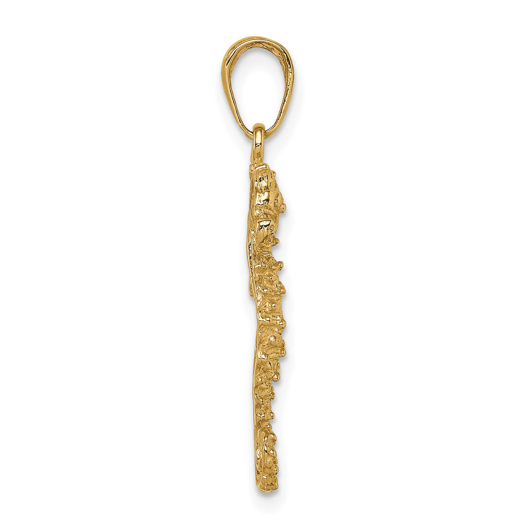 14K Gold Polished Seahorse Pendant for Men Elegant Design