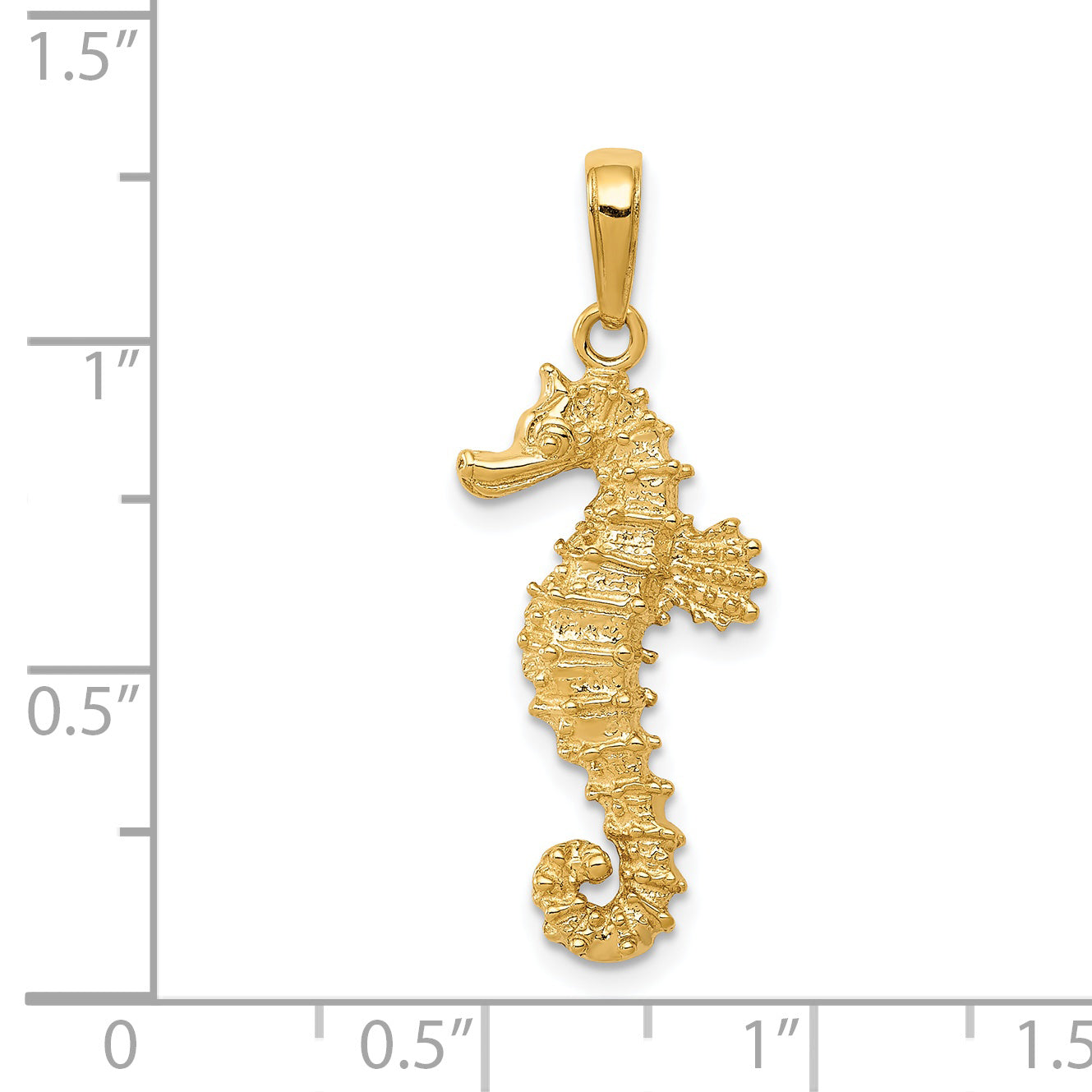 14K Gold Polished Seahorse Pendant for Men Elegant Design