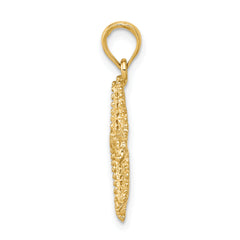 14K Gold Men's Starfish Pendant with Polished Open Back Design