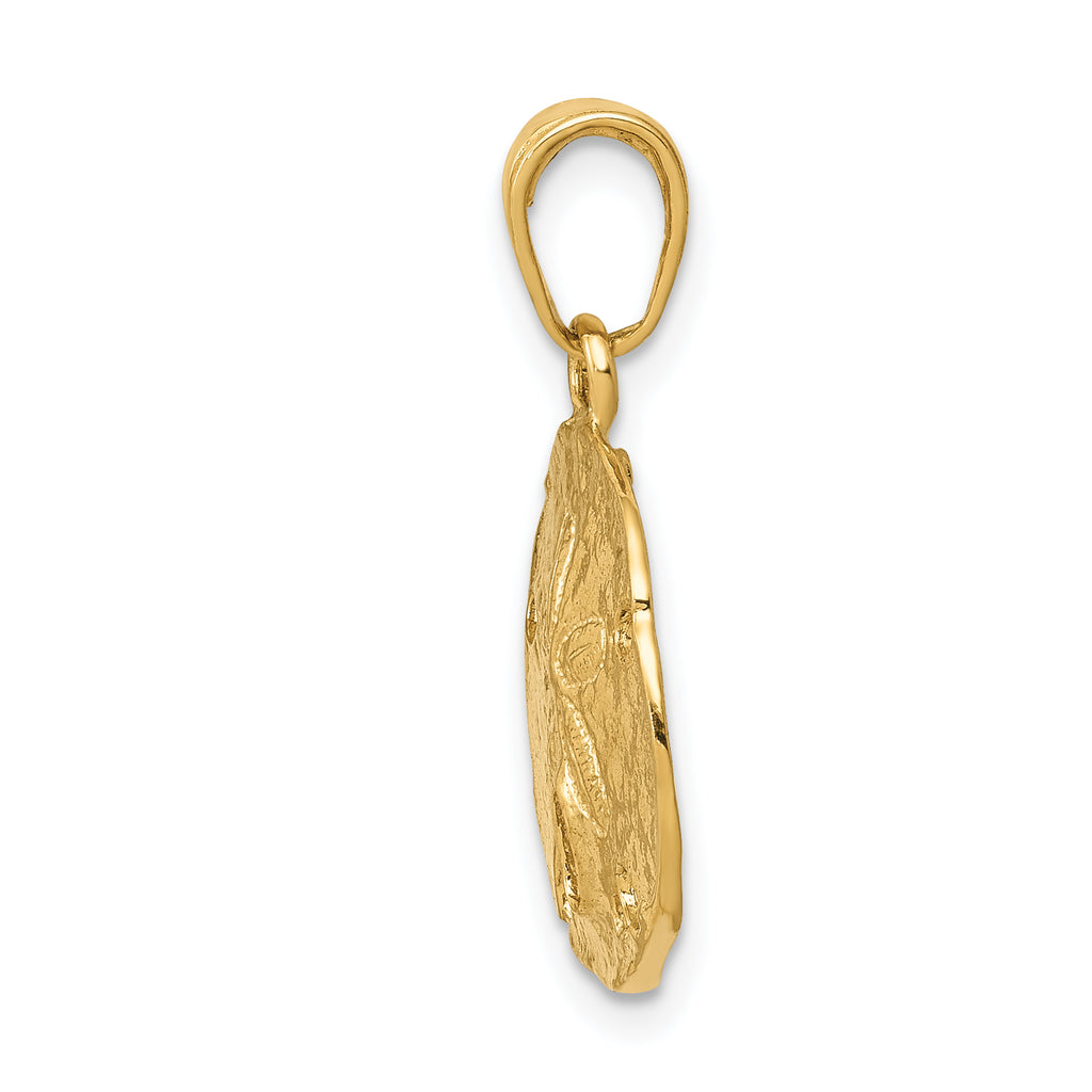 14K Gold Polished Sand Dollar Pendant for Men Elegant Themed Design