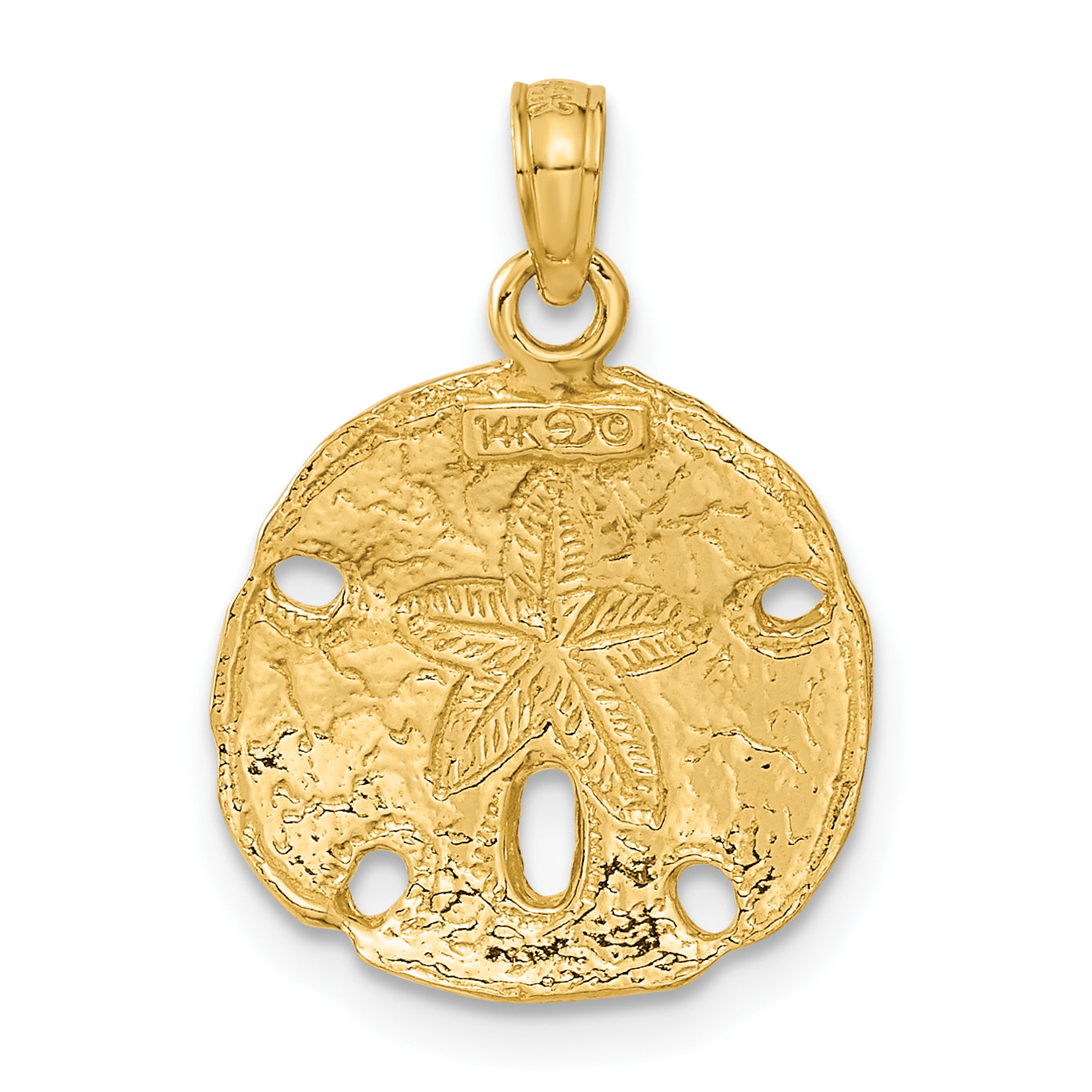 14K Gold Polished Sand Dollar Pendant for Men Elegant Themed Design