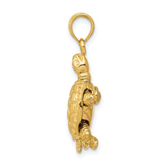 14K Gold Polished Turtle Pendant with Moveable Design for Men