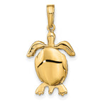 14K Gold Moveable Turtle Pendant with Polished Finish for Men