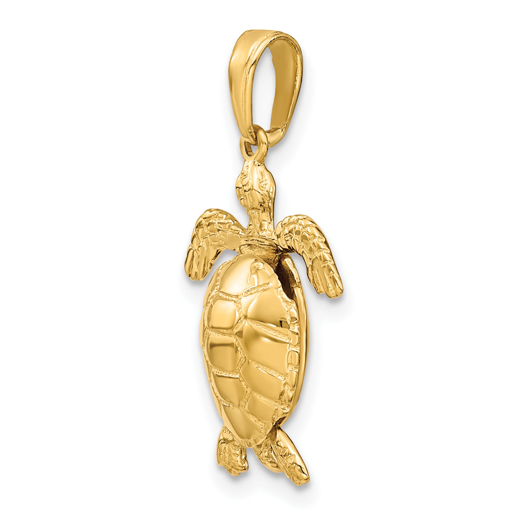 14K Gold Moveable Turtle Pendant with Polished Finish for Men