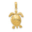 14K Solid Polished 3-D Moveable Turtle Pendant