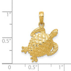 14K Gold Turtle Pendant for Men with Polished Open Back